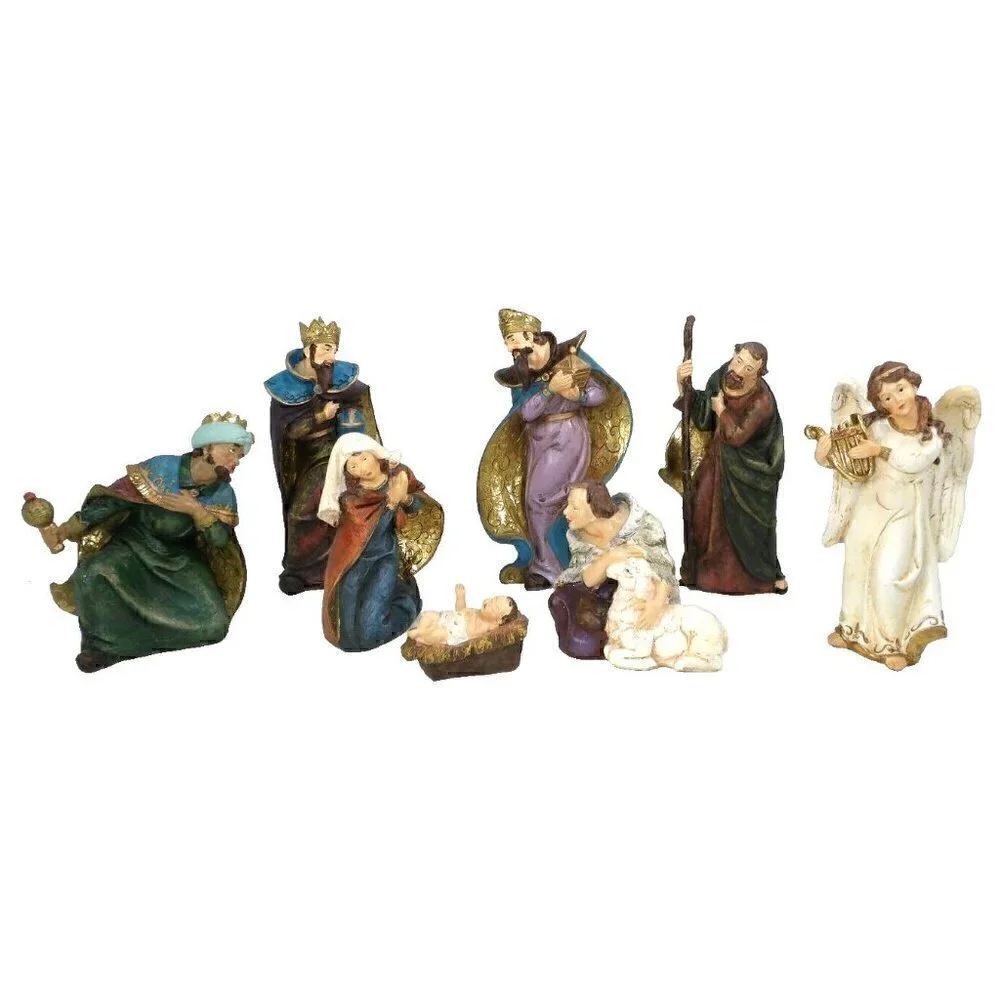 NORTH POLE TRADING CO 8 piece Christmas Nativity set figures approx 2.5 - 10.5
